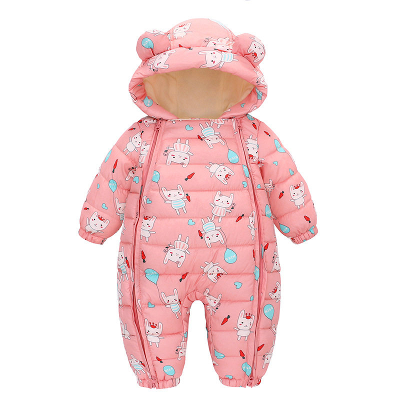 New Baby Jumpsuit Newborn Down Cotton Hooded Coat Thickened Climbing Clothes Baby Winter Cotton Coat