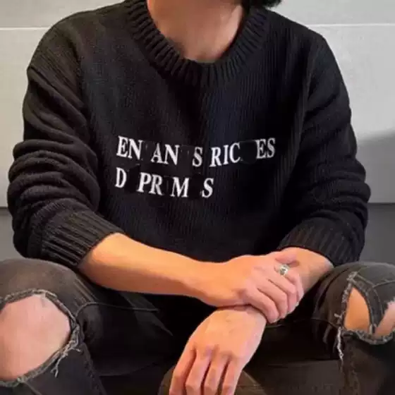 ERD Melancholy Rich Second Generation Portraits Loose Crewneck Knitted Sweater Trendy Casual Men and Women Couple Sweater