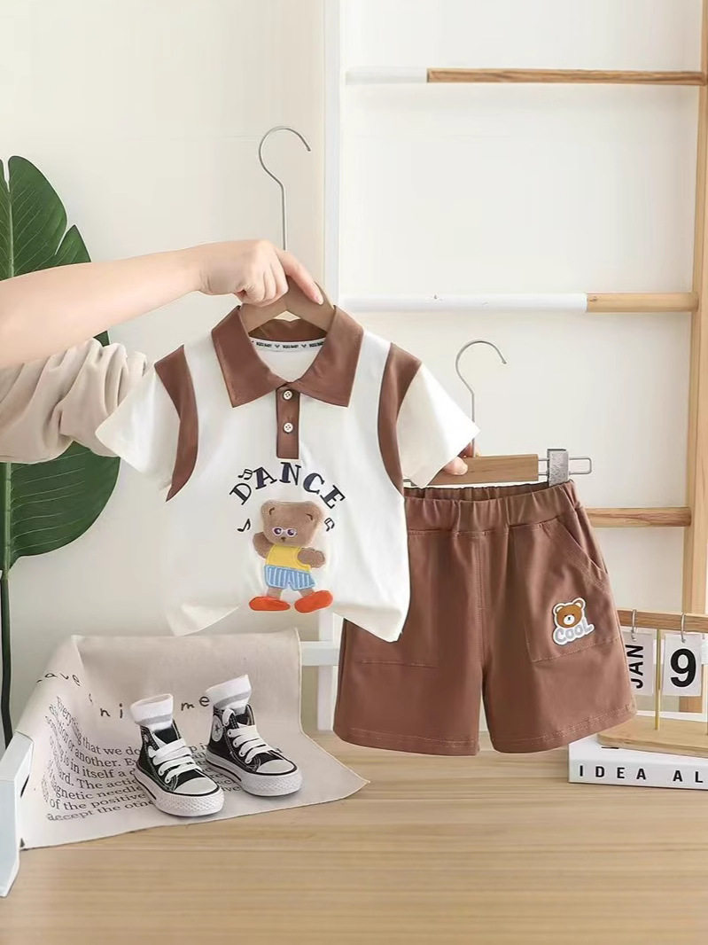 Boys summer suit children's summer two-piece set baby summer short-sleeved, handsome and fashionable