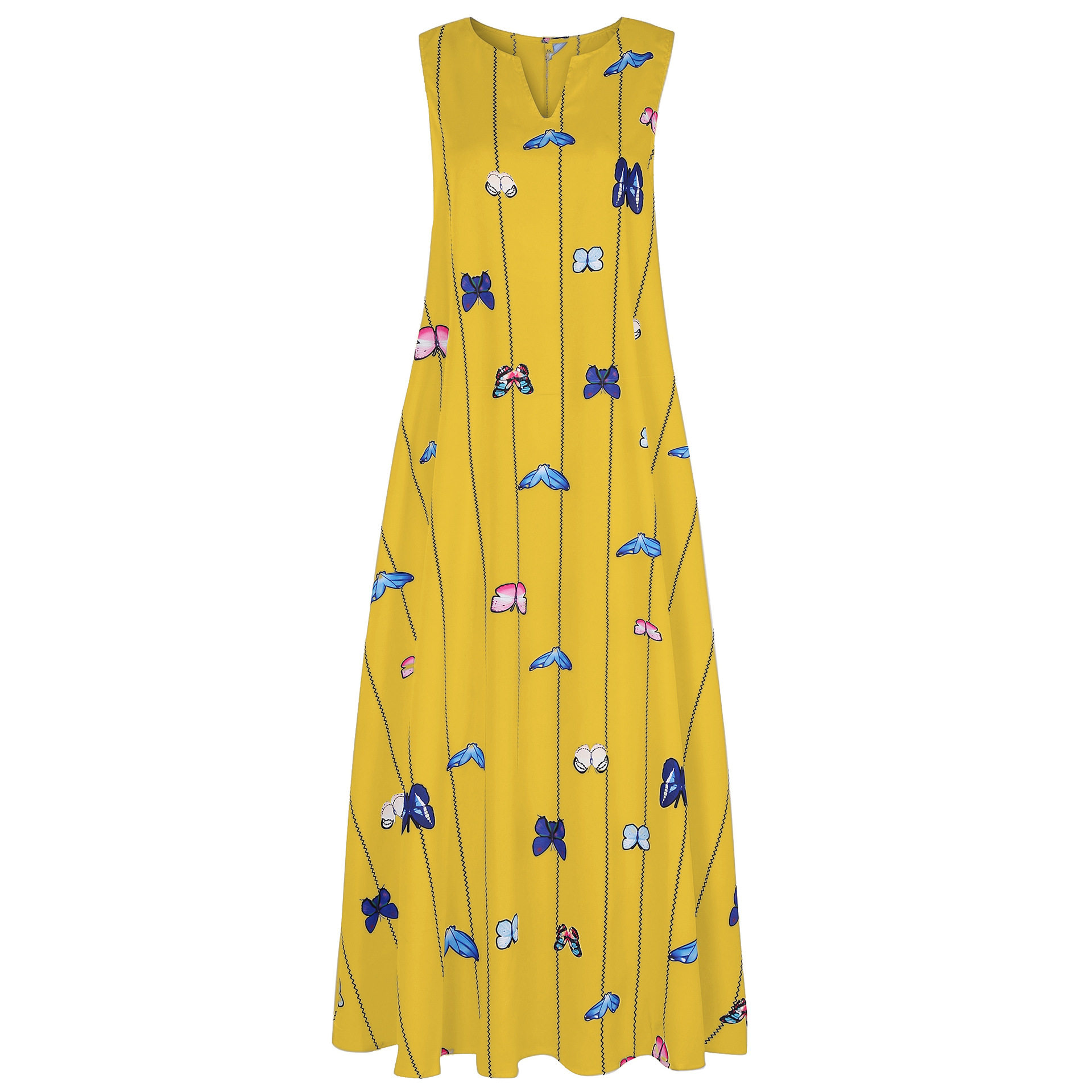 Women's Butterfly Print Printed Vintage Sleeveless Dresses