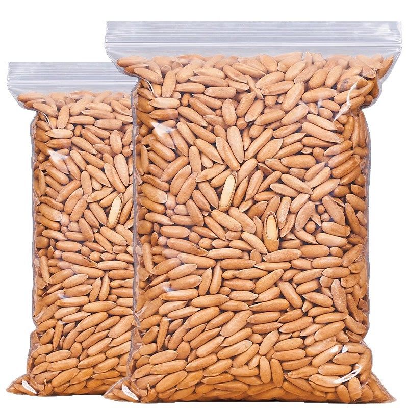 2025 New Original Thin-Shell Long Pine Nuts Hand-Peeled Pine Nuts 500g Simple Package Net Content Nut Snacks Roasted Seeds