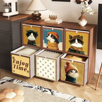 Medieval Style Storage Box Household Large-Capacity Kalek Plaid Cabinet Storage Basket Fabric Clothing Storage Box