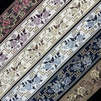 12CM Table Runner Cloth Bed Runner Sofa Lace Pillow Embroidered Jacquard Lace Ribbon Blue and White Porcelain Peony New Chinese Lace
