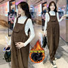 Maternity Overalls Set Spring and Autumn Fashion New Style Fleece-Lined Maternity Pants Sweater Loose Plus Size Maternity Wear Casual Pants