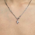 Snake bone chain white diamond