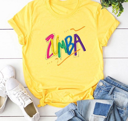2022外贸 Zumba 印花短袖t恤女装上衣