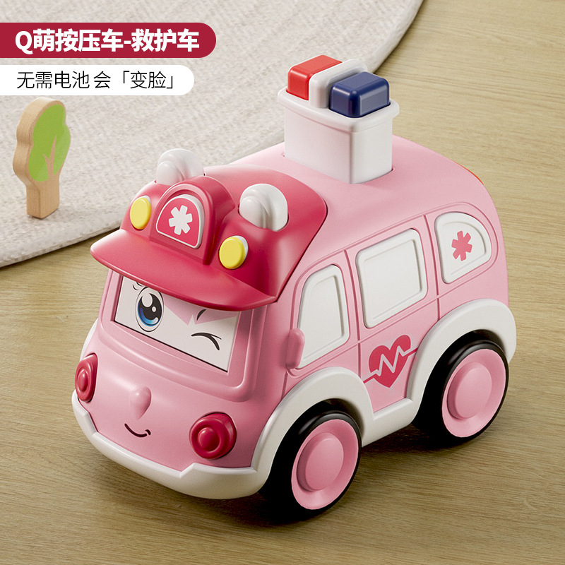 Q萌儿童玩具男孩按压小汽车救护警车卡通耐摔滑行地摊热卖批发3-4
