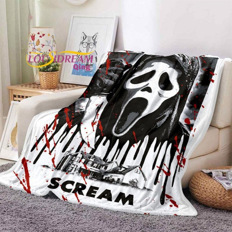 Screaming Face Horror Blanket Cute Flannel Blanket Blanket Bedding Blanket Soft Cartoon Lazy Blanket