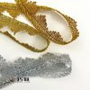 Factory in stock 4cm bright color clothing decoration accessories gold and silver silk three Flower Pagoda triangle lace
