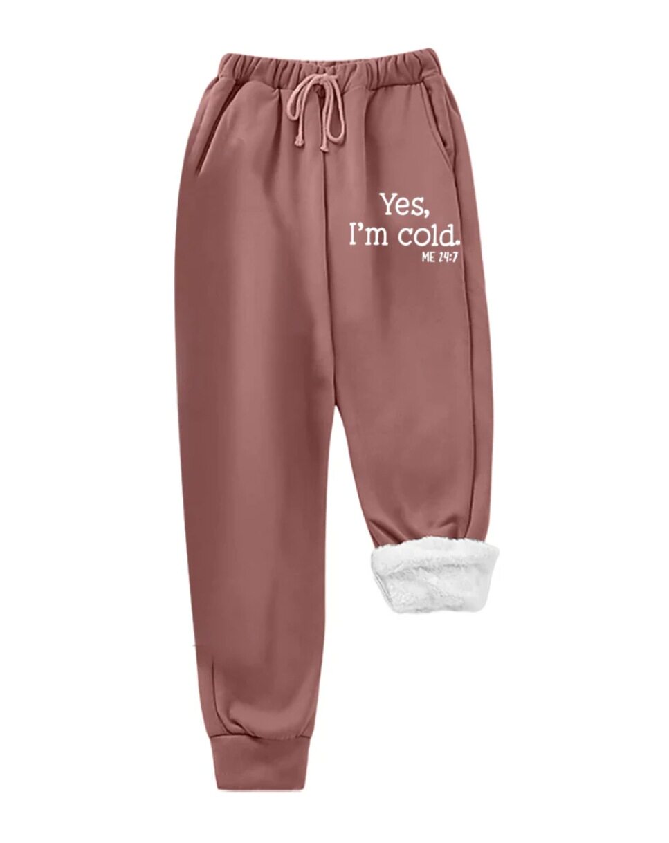 Womens Fleece Lined Jogger Pants Printed Letter Design Pocket Comfortable Fit Fall Winter Casual Wear Wholesale