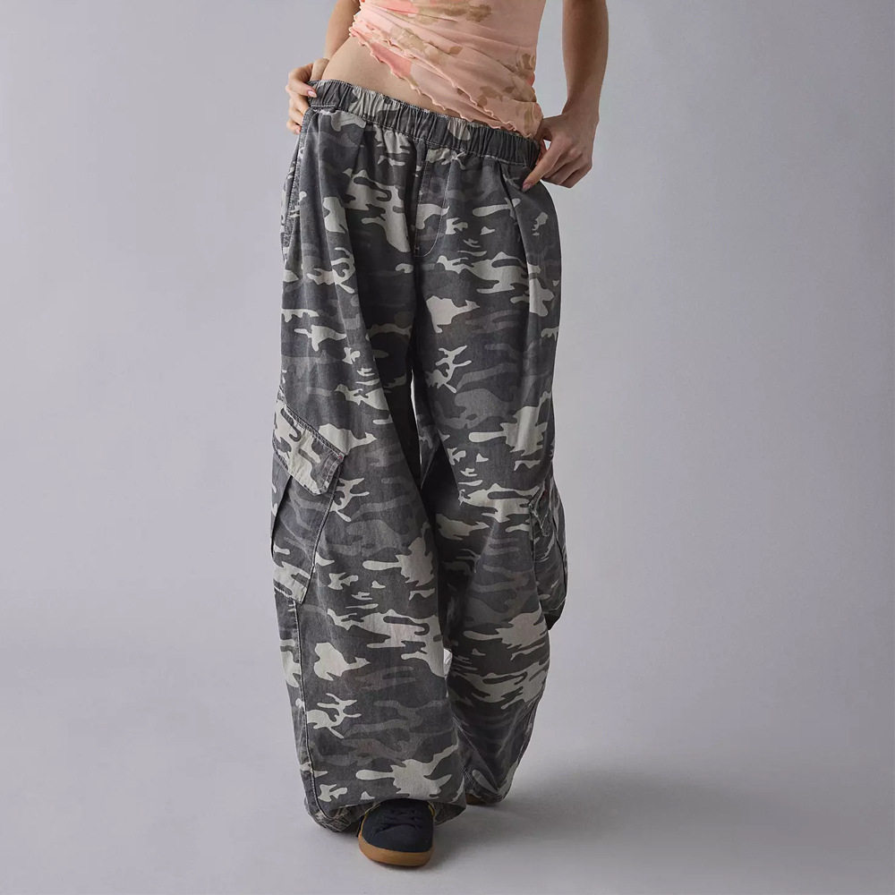 Womens Casual Loose Fit Camouflage Cargo Pants Multi Pocket Design Fall Winter Collection Wholesale Available