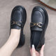 Spring New Mother's Shoes Loafers Korean Style Fashion Slip-On Work Shoes First Layer Cowhide Square Heel Women's Leather Shoes