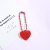 【Красное】 Сердечко из сплава Love Heart + цепочка из бисера