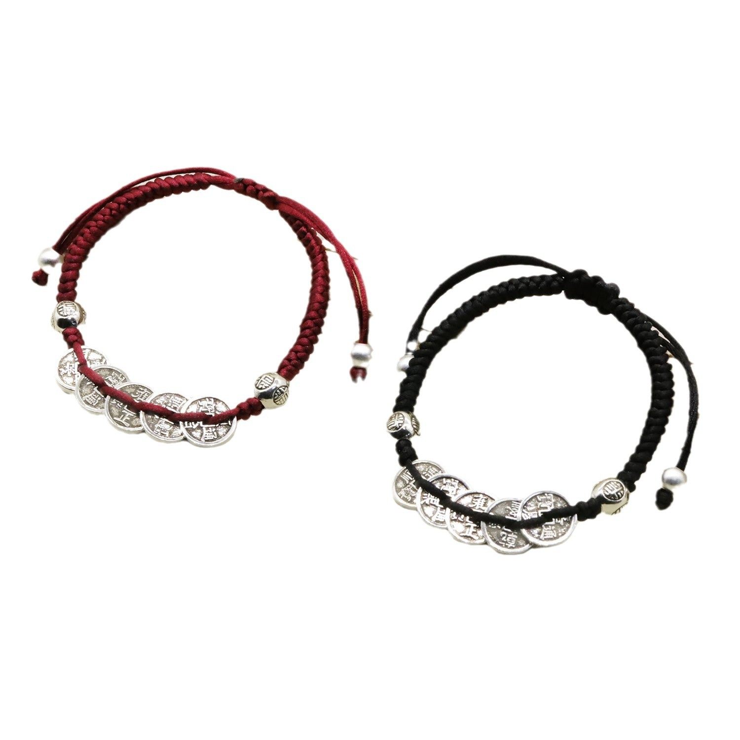 2025 this year of fortune rolling red hand rope black rope national style bracelet factory straight hair wholesale