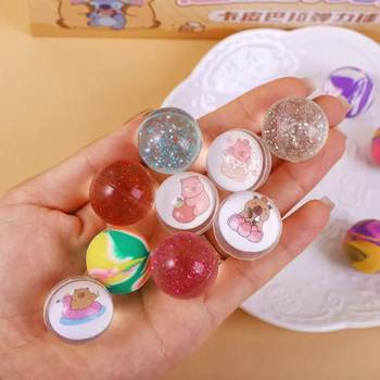 Luminous bouncing ball cartoon new starry sky colorful jumping ball children's bouncing basketball rubber ball wholesale