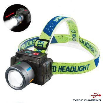 Wave Sensor Strong Light Long-Range Headlight Outdoor Multi-Function White Laser Dual Light Source Warning Head-Mounted Flashlight