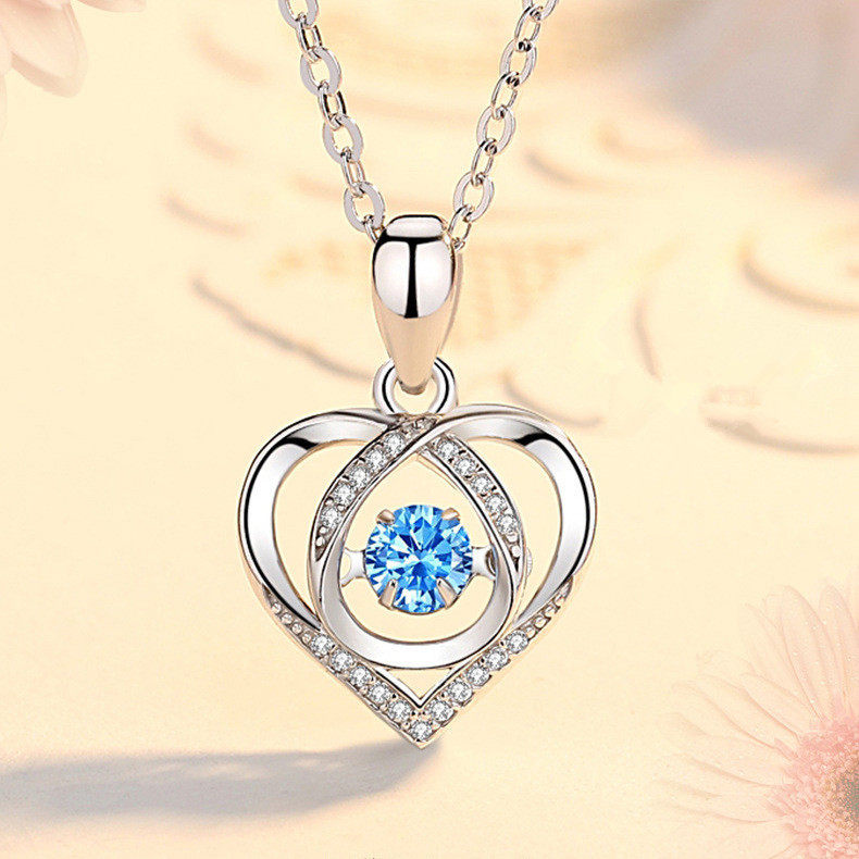 Smart Heart-Shaped Necklace Water Drop Pendant S925 Silver-Plated Beating Heart Accessories Valentine's Day Necklace Jewelry Wholesale