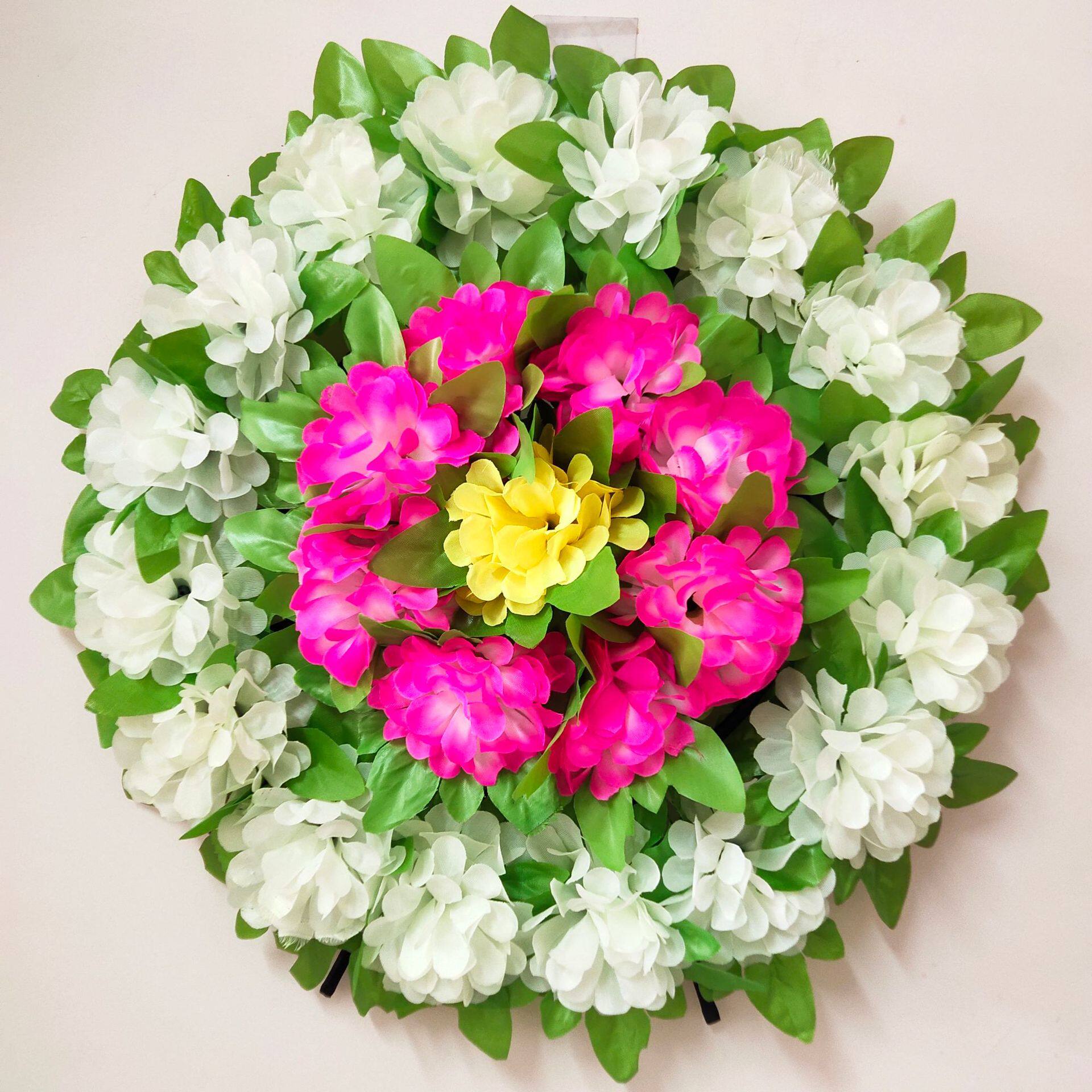 清明节小花圈花环白事殡葬祭奠追悼会三层花免安装50厘米菊花