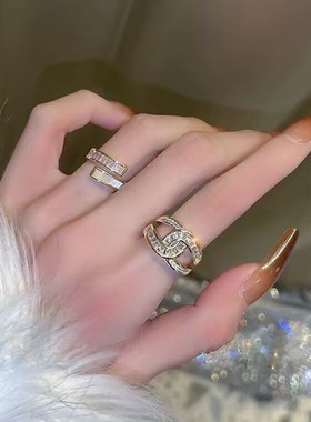 闪钻戒指2023年新款时尚个性女