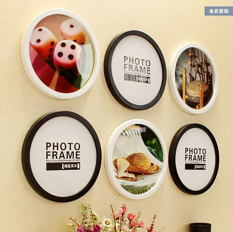 Manufacturer Wholesale Cross-Border Creative Round Photo Frame 81012inch Desktop Wall Hanging Combination Decorative Picture Frame Mounting Frame