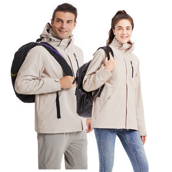 Outdoor Jacket for Men, Autumn and Winter, Outdoor Three-In-One 0.05kg Piece Set, Waterproof, Fleece-Lined, Thickened Workwear Jacket for Men and Women