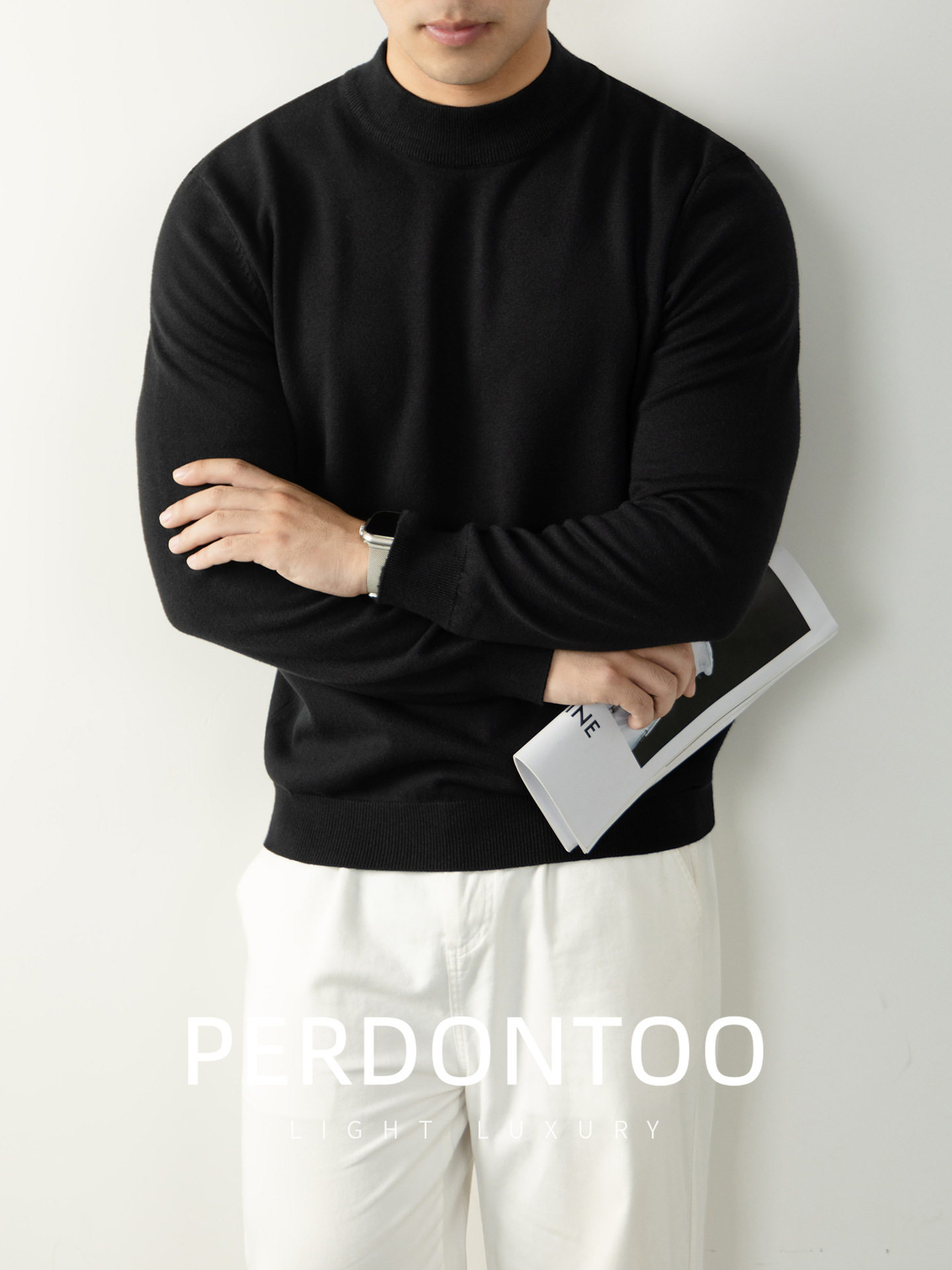 【远红外发热】绵羊毛莫代尔抗起球保暖半高领毛衣男士秋冬内搭