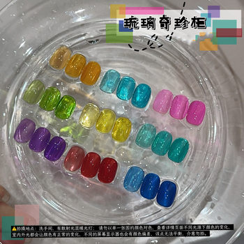 Cross-Border Popular Bottled Glass Color Gel Whitening Wide Dopamine Ice Transparent Candy Color Clear Color Manicure Nail Polish Gel