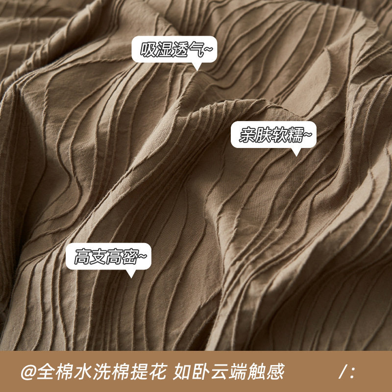 Category A Simple High-grade Jacquard Cotton Bed Four-piece Set Cotton Double-layer Yarn Quilt Cover Bed Sheet Light Luxury Bedding 4