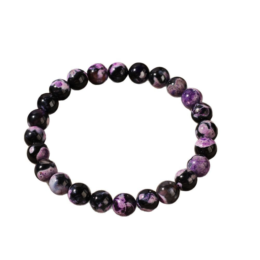 Purple Fire Agate Esoteric Energy Jewelry Punk Style Foreign Trade Stone Bracelet Natural Amazon Hot-Selling Cross-Border Bracelet