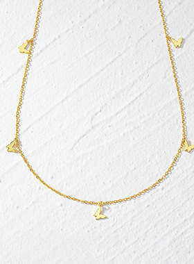 法式复古蝴蝶项链设计清新田园风铜镀18K金时尚百搭气质氛围感女