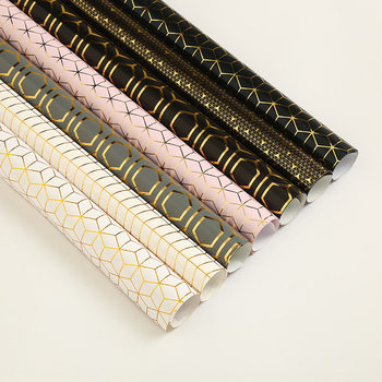 Manufacturers supply 100g coated paper geometric gilding printing gift wrapping paper wholesale flower packaging