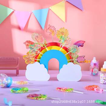 Wooden Lollipop Storage Rack Kidsren's Birthday Party Rainbow-Shaped Candy Storage Display Rack Desktop Candied Hawthorn Rack