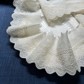 Princess Style Retro Lace Cotton Embroider Lace Apricot Clothing Decoration diy Material 8.5cm