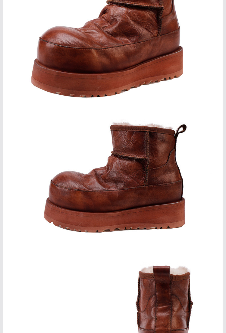 Boot nữ cổ ngắn lót lông cừu da bò lộn giữ ấm mùa đông — màu đen, màu nâu