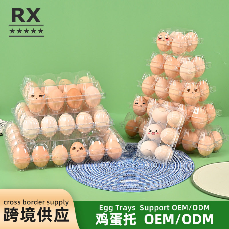 Disposable Plastic Egg Tray with Buckle and Lid Shock-Proof Transparent Egg Packaging Box Supermarket Manufacturer Direct Sale