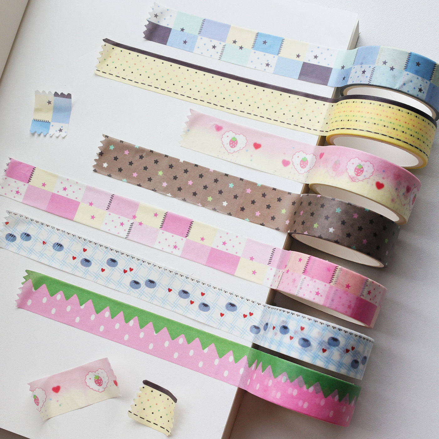 Korean Five-Pointed Star and Paper Tape Roll Strawberry Heart Basic Splicing Color Hand Ledger DIY Decorative Material Tape