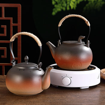 Japanese-style wood cooking tea pottery pot electric pottery stove special kettle heat-resistant ceramic teapot open flame cooking kettle lifting beam