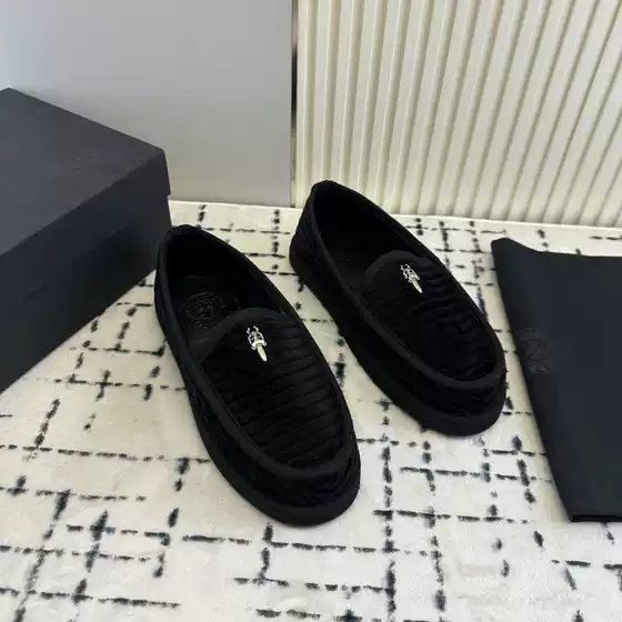 Cross-border high-fixed Chrom * Hearts Crocore black corduroy sword pedal loafers bean shoes