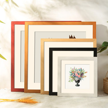 Square Picture Frame Mounted Chinese Painting Wooden Picture Frame Wall Hanging Kidsren's 38 Calligraphy and Painting Diamond Cross Stitch Border 50