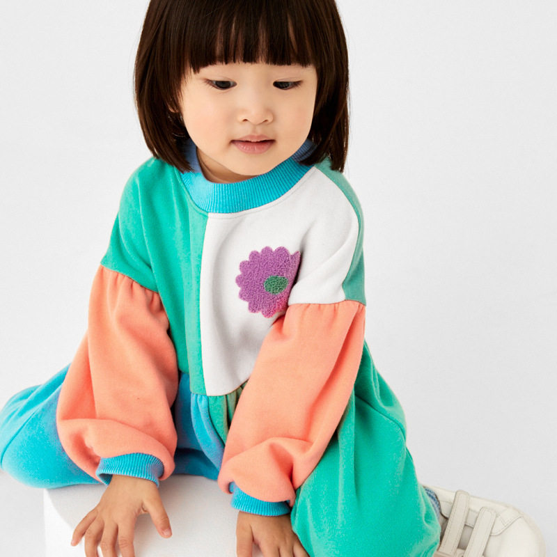 Custom-made, New Autumn Kids' Dress, Patchwork Color-block Girls' Dress