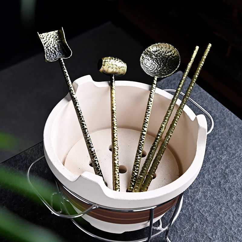 Stove tea cooking accessories full suit outdoor charcoal fire tea baking tools special equipment copper fire pliers charcoal clip charcoal shovel