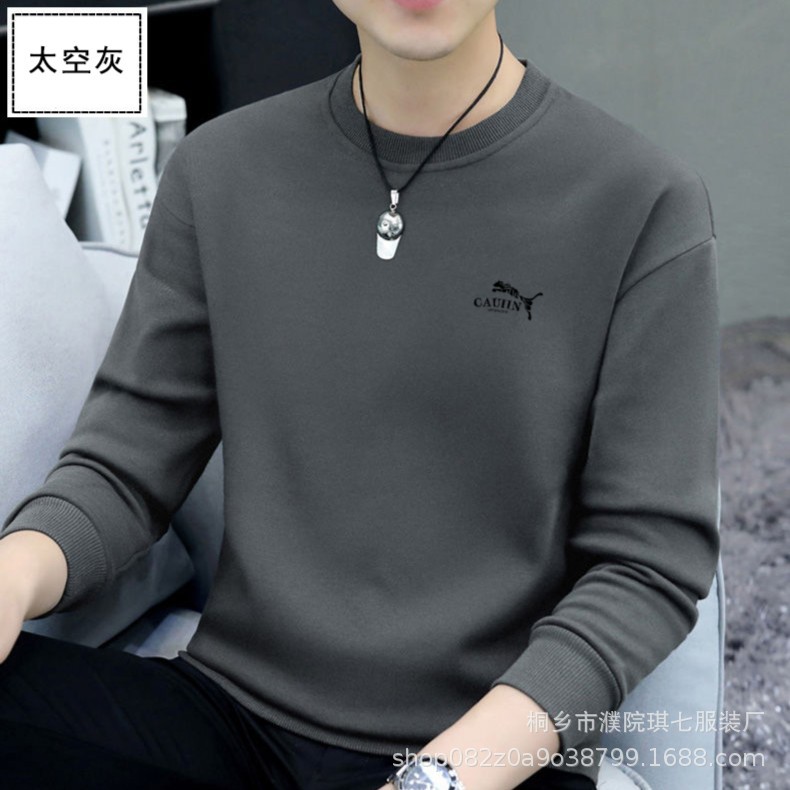 2023男士冬季长袖加绒加厚男士卫衣六色可选时尚青年圆领长袖t恤