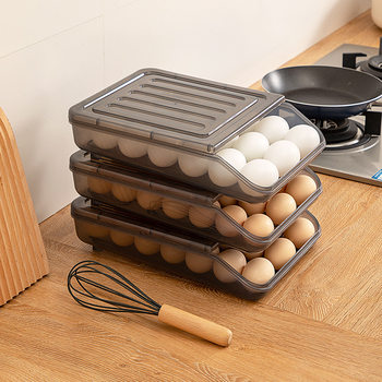 Refrigerator Egg Storage Box Fresh-keeping Box Kitchen Kitchen Fresh-keeping Box Automatic Roll-off Box Egg Holder Plastic Egg Box