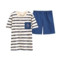 White and blue striped style [pure cotton suit]