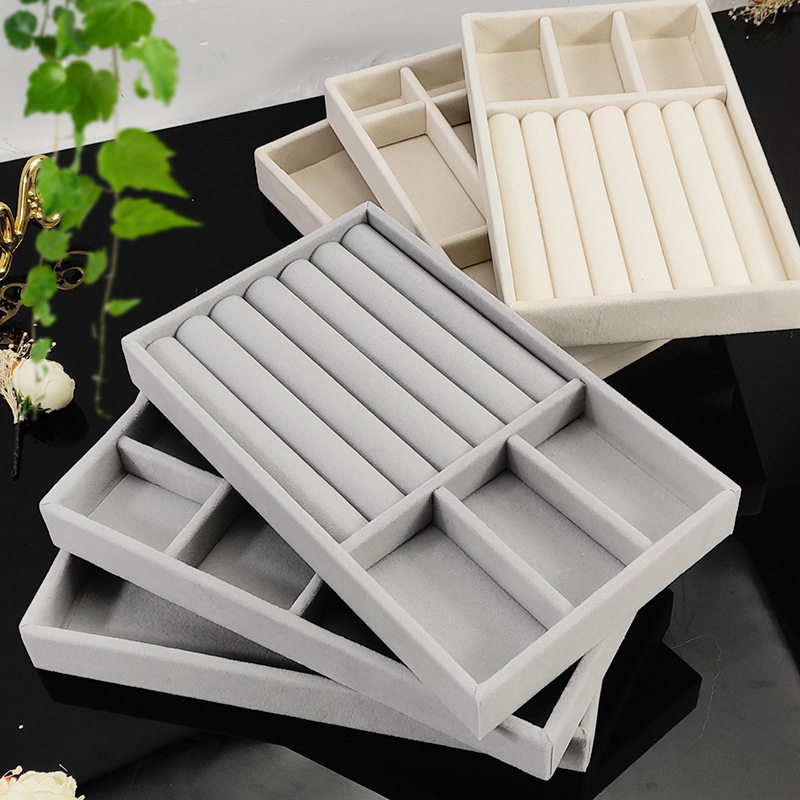 In stock wholesale flannel jewelry tray jewelry display tray ring stud earrings jewelry display tray drawer storage and finishing