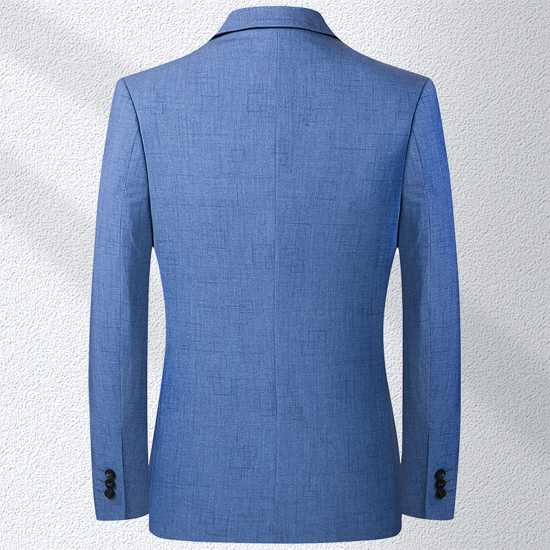 Áo vest nam blazer mỏng nhẹ họa tiết kẻ caro xanh dương dáng ôm — Kẻ caro xanh dương