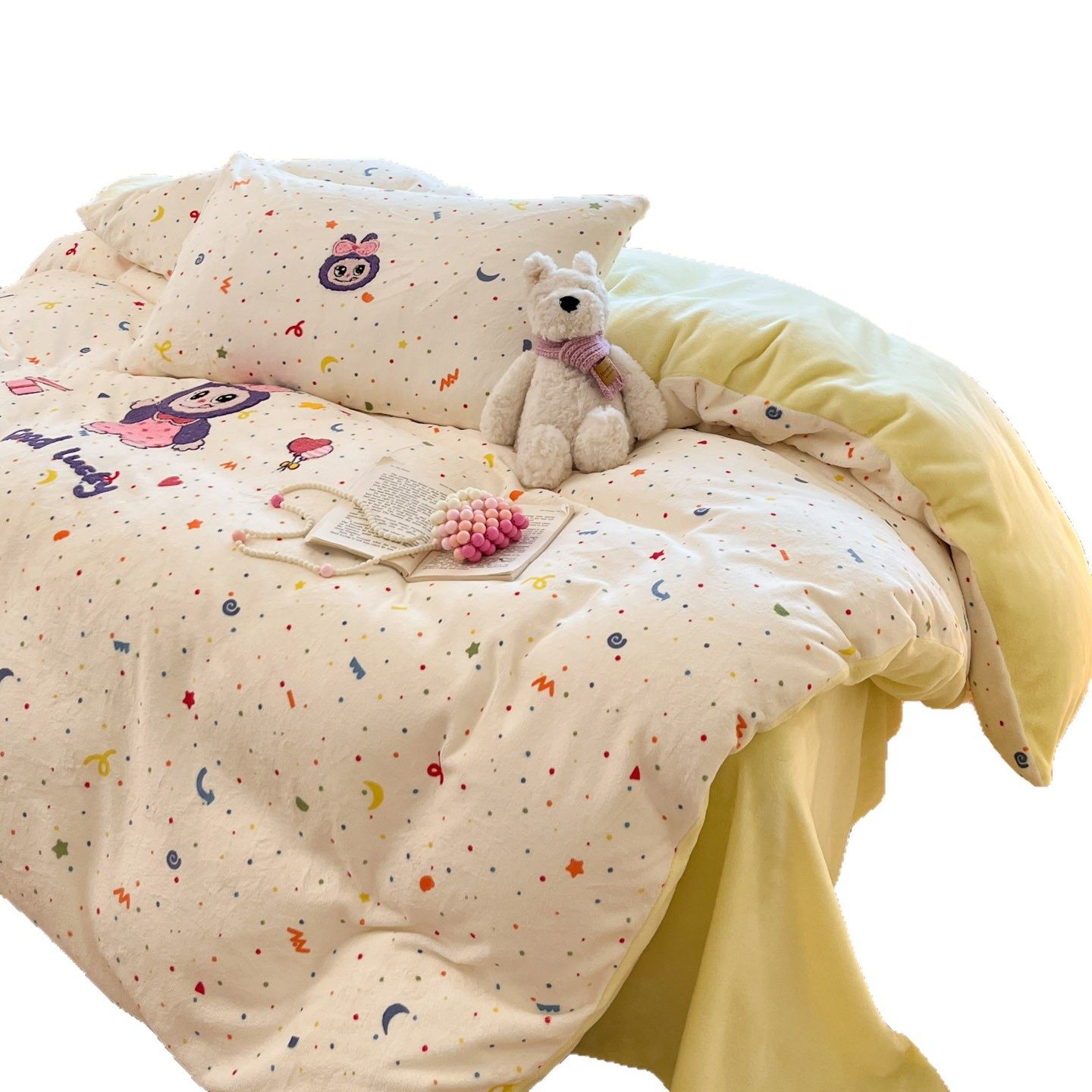 Xiaohongshu Blogger Recommends High-Weight Milk Velvet Cute Cartoon Towel Embroidered Four-Piece Dormitory Three-Piece Set