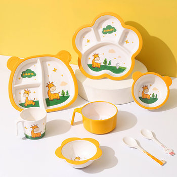 Free Shipping Cartoon Children's Tableware Food Grade melamine Cute Baby Eating Bowl Set Kindergarten Supplementary Bowl Dinner Plate