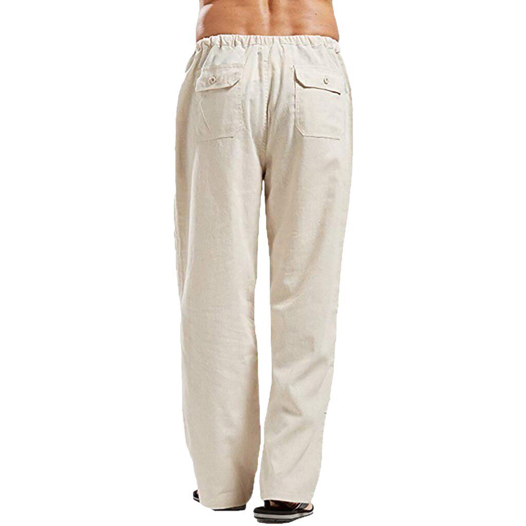 跨境速卖通亚马逊2021 欧美男装 亚麻休闲裤春秋男式棉麻休闲长裤