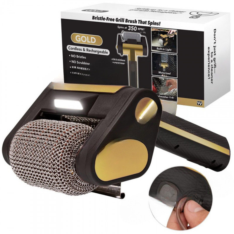 2025 Stainless Steel 304 Roller Grill Brush with Led Light No Brush Hair Removal Food Grade Cleaning Led Lighting